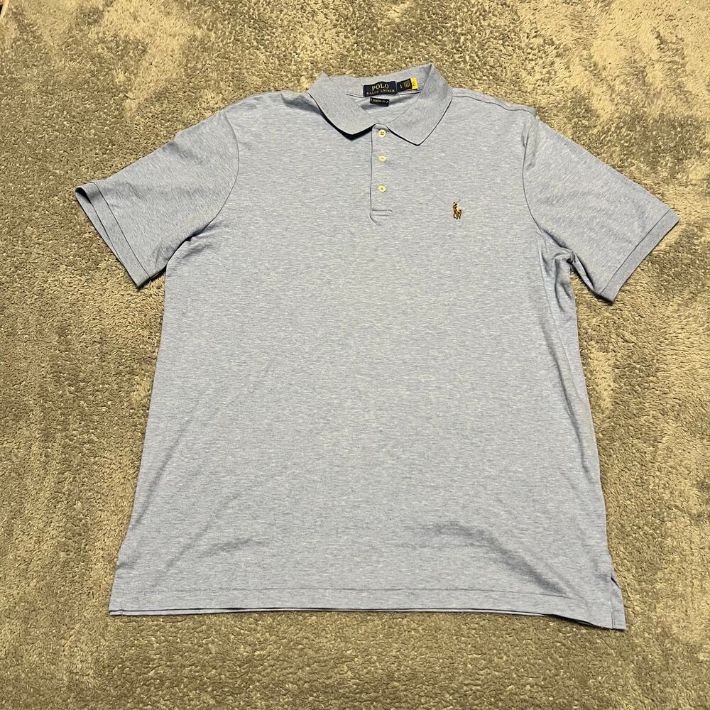 Polo Ralph Lauren Polo Shirt Mens Large Short Sleeve Blue Brown Pony